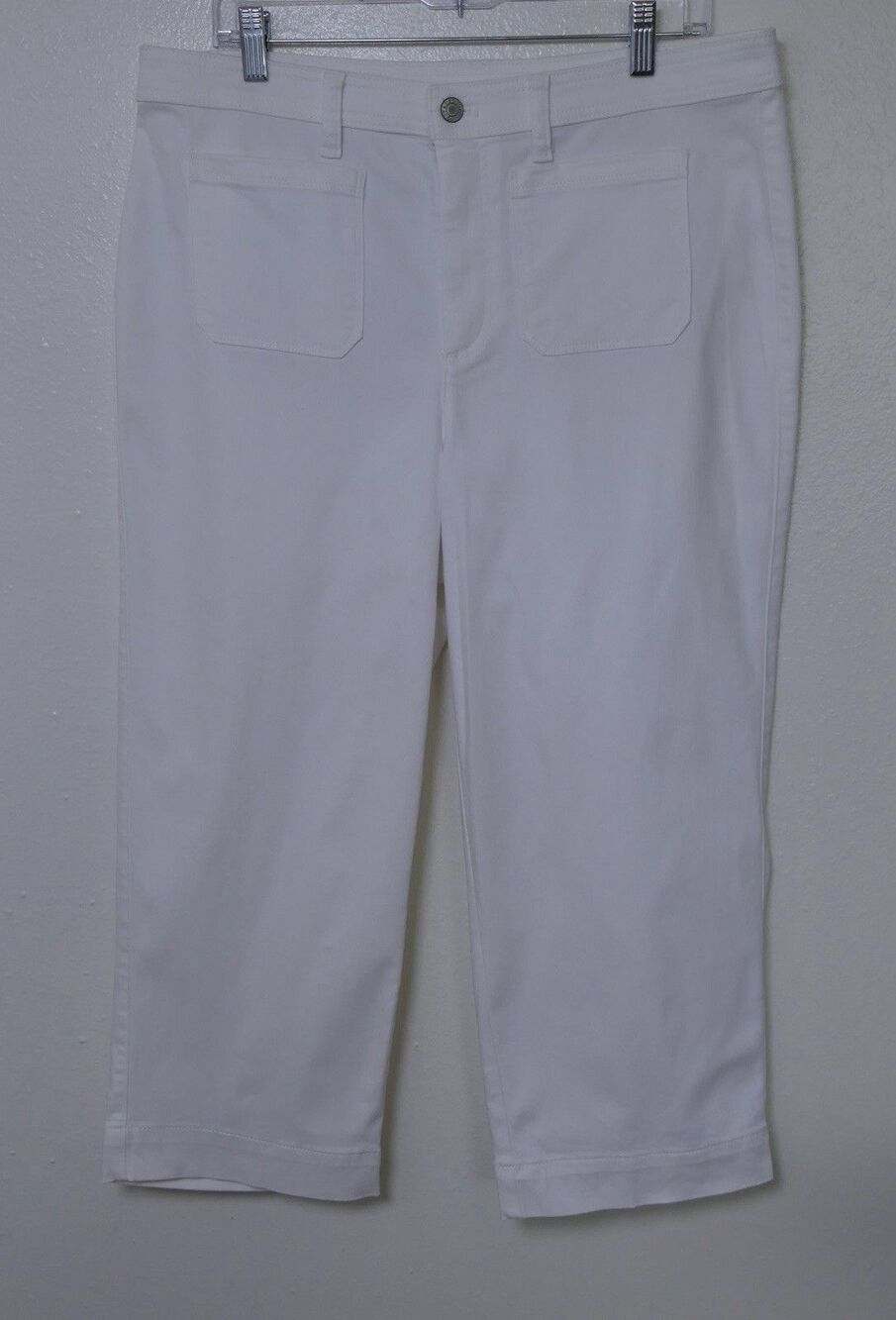 Talbots Flawless High Waist Wide Leg Crop Pants White Women’s 14W Stretch